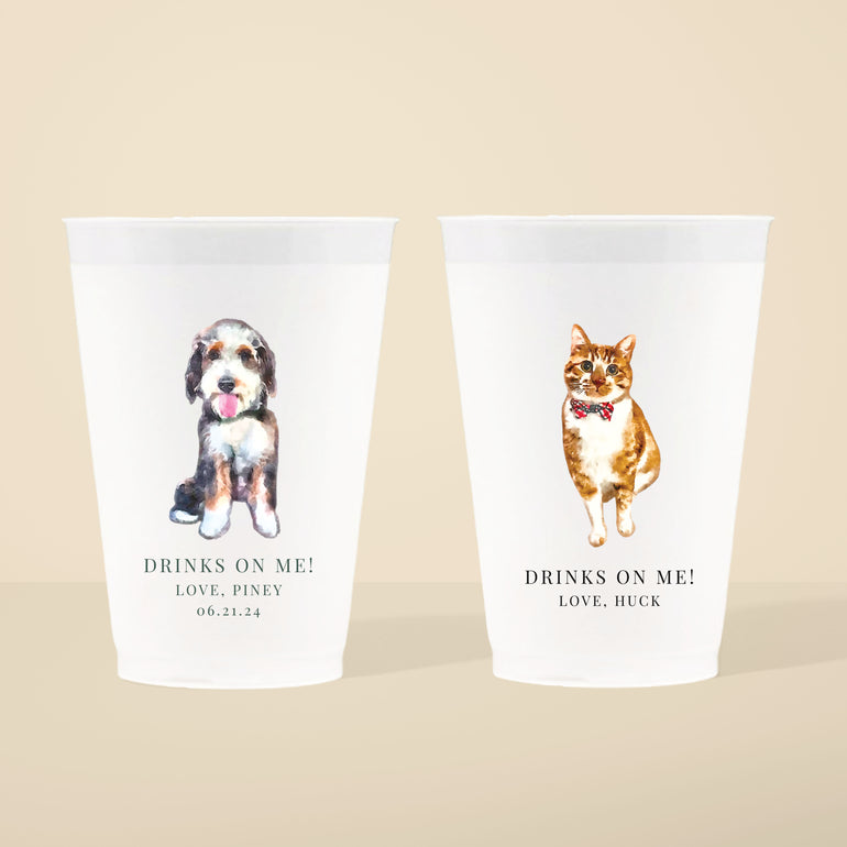 Watercolor Pet Portrait Frosted Cups