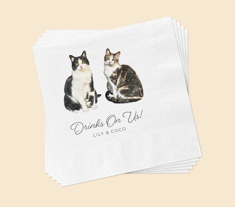 Watercolor Pet Portrait Cocktail Napkins