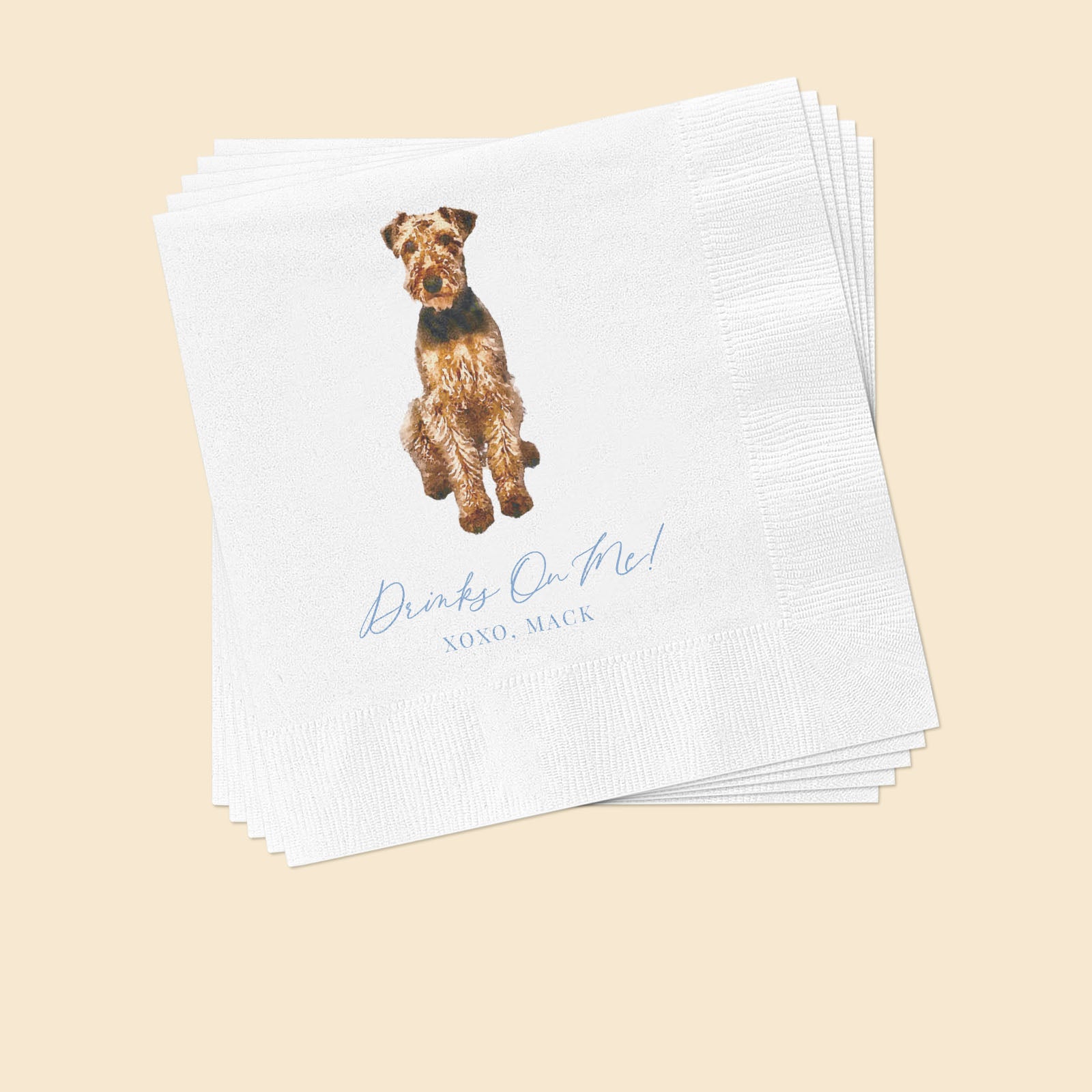 Watercolor Pet Portrait Cocktail Napkins