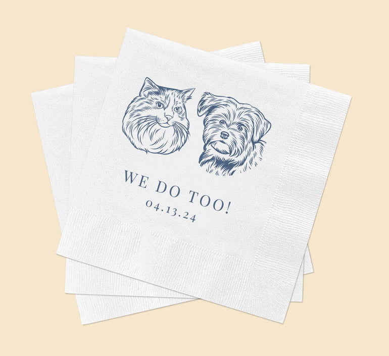 Single Color Pet Portrait Cocktail Napkins