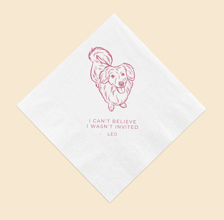 Single Color Pet Portrait Cocktail Napkins