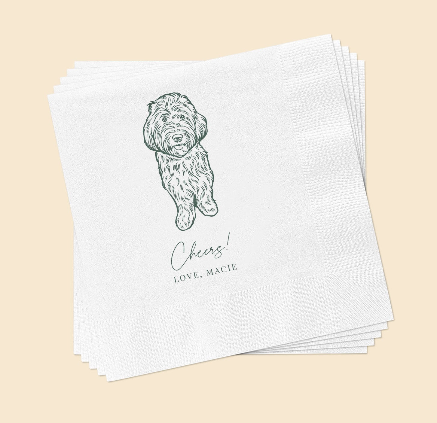 Single Color Pet Portrait Cocktail Napkins
