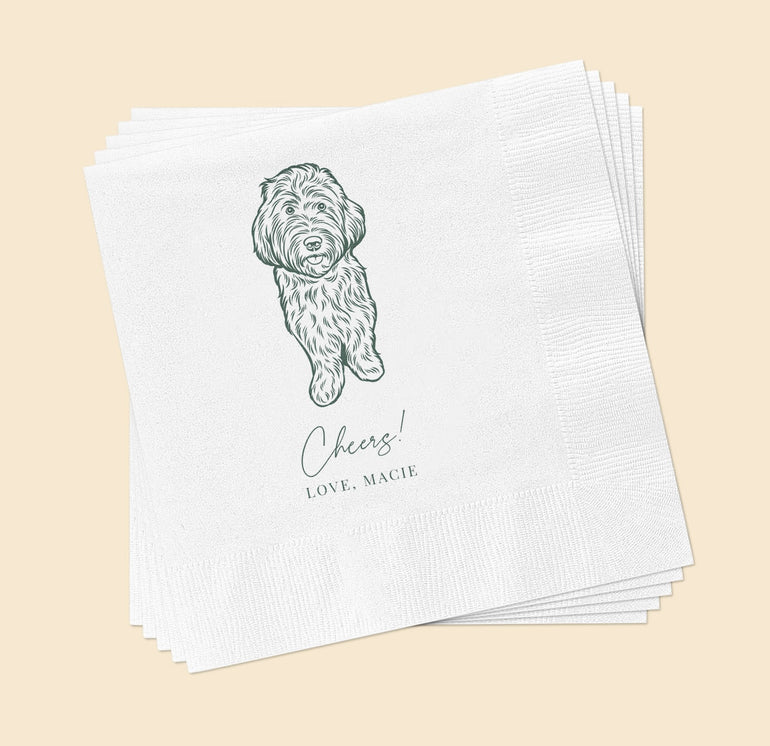 Single Color Pet Portrait Cocktail Napkins